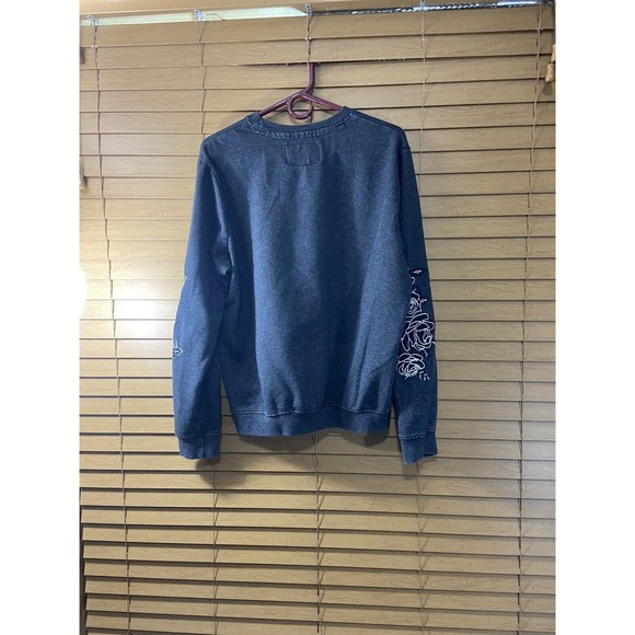 Blind Rooster Positive Embroidered Roses Pullover Sweatshirt Gray Youth Men’s - Picture 3 of 10